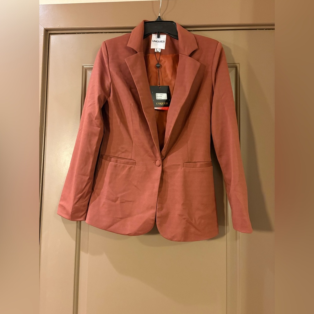 UNIQUE 21 One Button Boyfriend Blazer Casual Ladies Jacket Outfit Suit for Work